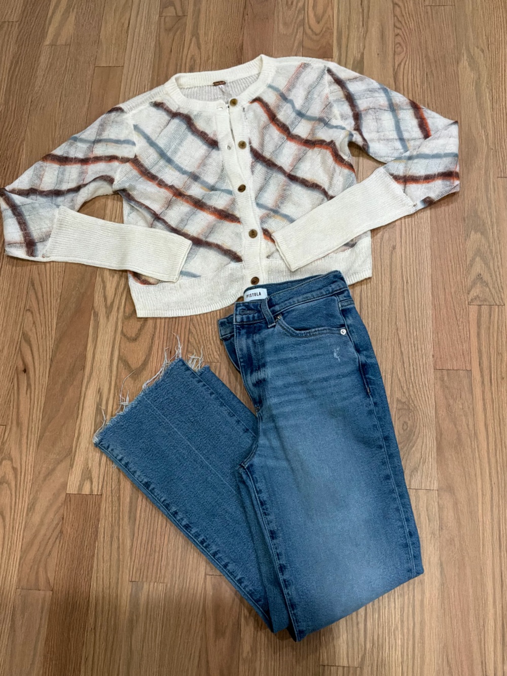 pistola High-Rise Wide-Leg Distressed Blue Jeans